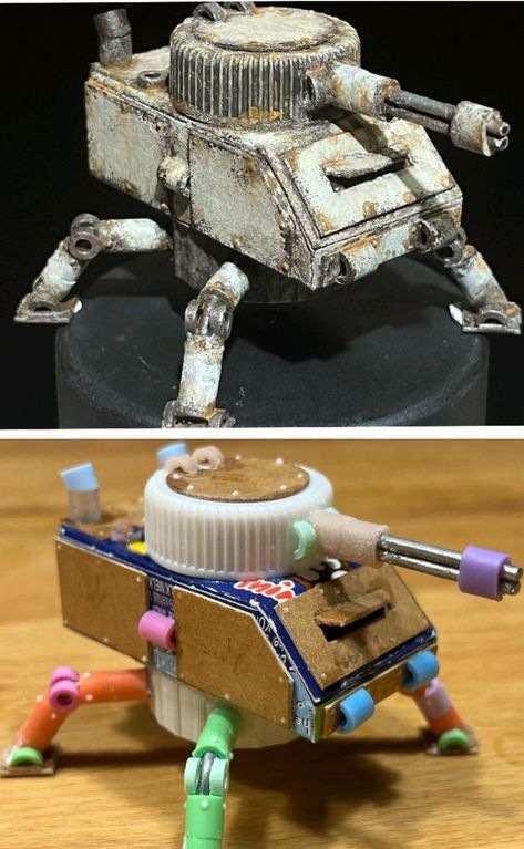 Robot Miniature, Art Gadgets, Tank Diorama, Junk Modelling, Dnd Crafts, Art Toys Design, Fun Crafts To Do, Model Maker, Warhammer Models