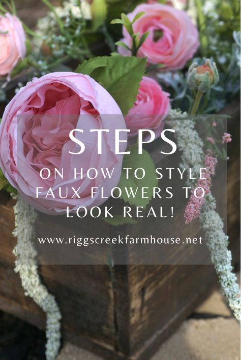 Pink peonies and greenery How To Make Faux Flowers Look Real, Faux Flowers Arrangements, Faux Flower Arrangements, Rustic Flowers, Wood Flowers, Plastic Flowers, Flower Display, Garden Boxes, Faux Florals