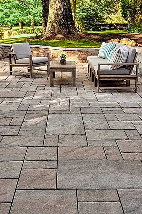 What You Need to Know About Building a Patio with Pavers Outdoor Pavers Patio, Mixed Paver Patio Ideas, Belgard Pavers Patio Design Inspiration, Tile Patio Ideas, Paver Backyard Ideas, Outdoor Paver Patio Ideas, Paved Patio Ideas, Pavers For Patio, Patio With Pavers