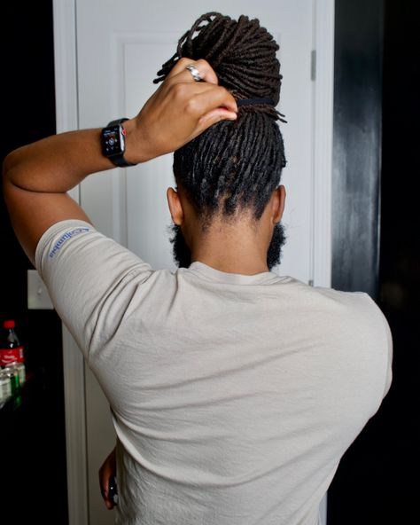 #locstyles #locs #locstylesforwomen #locsarebeautiful #dreadlocks Messy Loc Bun, Loc Bun, Loc Ideas, Dreadlocks Hairstyles, Bun Style, Bun Styles, Man Bun, Locs Hairstyles, Loc Styles