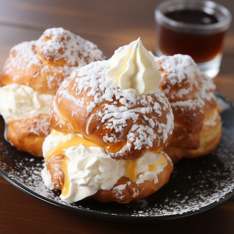 World's Best FAMOUS CREAM PUFFS You Must Try! Italian Cream Puffs Recipe, Creme Puff Filling, Cream Puffs Recipe Best, State Fair Cream Puffs, French Cream Puffs, Bavarian Cream Puffs, Cream Puff Flavors, Mini Cream Puffs, Italian Cream Puff