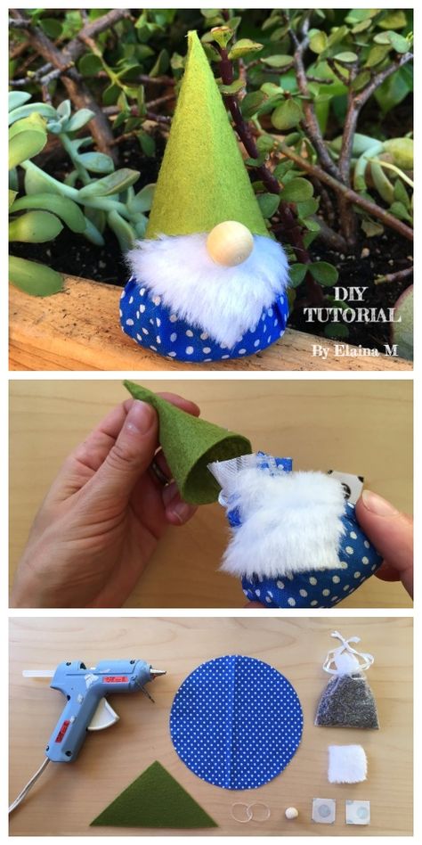 DIY Fabric Christmas Gnome Free Sewing Pattern & Tutorial | Fabric Art DIY Julkransar Diy, Diy Scent, Birds Fabric, Free Sewing Pattern, Styrofoam Ball, Diy Felt, Christmas Ornament Pattern, Gnomes Crafts, Felt Birds