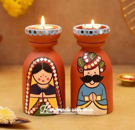 Diwali Decoration Diy Ideas, Diwali Diya Painting Ideas, Diwali Painting Ideas, Diya Decoration Ideas Creative, Painted Diya, Diwali Painting, Diwali Diyas, Diya Decoration Ideas, Diya Decoration