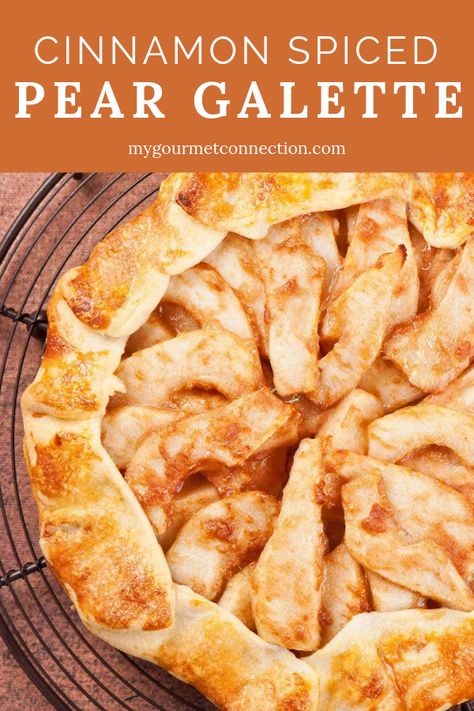 This beautiful, rustic dessert is made by forming a buttery, tart-style crust around a filling of lightly-spiced pears. Serve plain, topped with a dollop of fresh whipped cream or scoop of vanilla ice cream. #galette #pears #dessert #mygourmetconnection Pear Tart Recipes, Pear Crostata Recipe, Pear Custard Pie, Fresh Pear Dessert Recipes, Pear Torte Recipe, Pear Galette Recipe, Pear Tart Recipe Easy, Apple Pear Galette Recipe, Pear Gallette Recipe