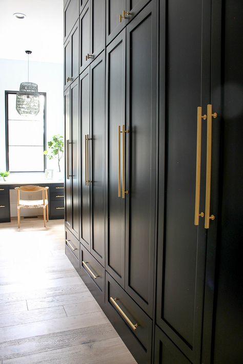 Emily Griffin, House Of Silver Lining, Griffin Design, Bedroom Built In Wardrobe, Black Closet, Closet Remodel, Hearth Room, Black Cabinets, Wardrobe Design