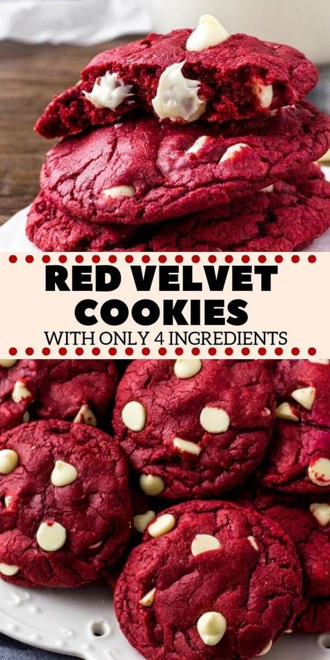 Cookie Dough Vegan, Red Velvet Cake Mix Cookies, Velvet Desserts, Easy Red Velvet, Snickers Cheesecake, Velvet Cookies, Red Velvet Cake Mix, Party Hosting, Cookie Recipes Unique