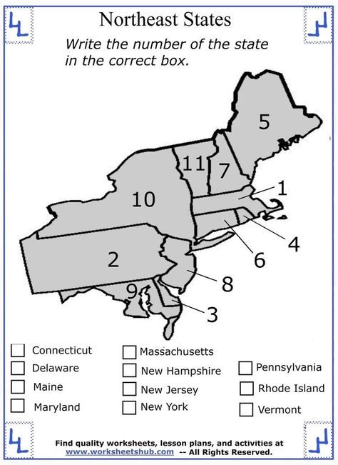 State Capitals Quiz, Map Quiz, 4th Grade Social Studies, Map Worksheets, Teaching Geography, States And Capitals, Homeschool Social Studies, Northeast Region, Map Printable