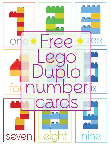 Lego Duplo Number Cards- a nice way to incorporate natural reinforcers into an academic activity Lego Math, Sensory Learning, Free Lego, Preschool Craft, Lego Activities, Prek Math, Numbers Preschool, Cards For Kids, Homeschool Math