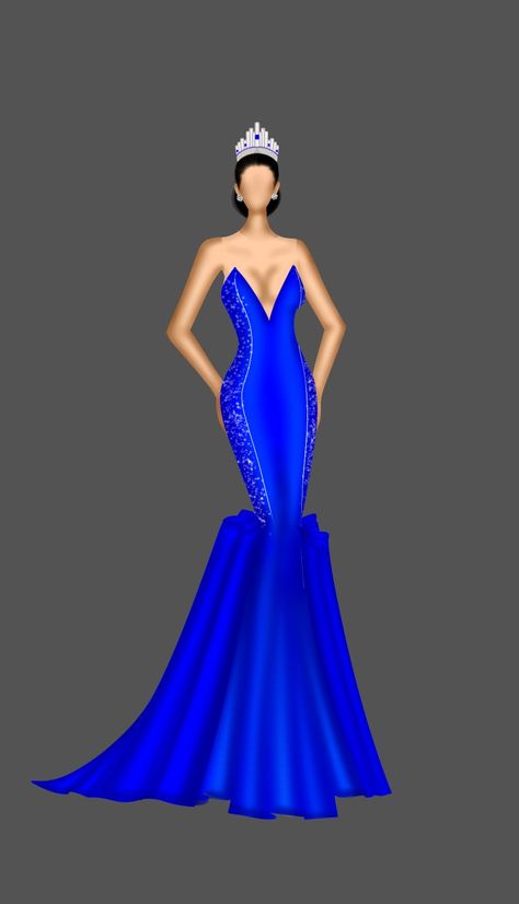 Miss Universe Gowns Drawing, Pia Wurtzbach Gown, Miss Universe Logo, Gown Design Ideas, Sims Dresses, Miss Universe Dresses, Miss Universe Gowns, Royal Blue Evening Gown, Dayana Mendoza