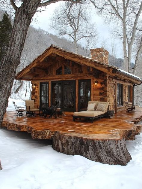 Mountain Cabins Log Cabin Rustic, Dream Cottage, Log Cabin Homes, Tiny House Cabin, Cabins And Cottages, Cabin Life, Forest House, Dream House Plans, Rustic Cabin