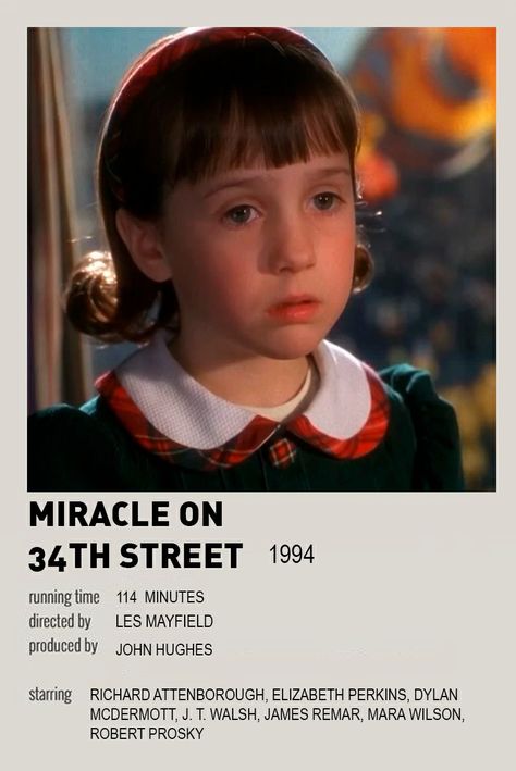 Miracle On 34th Street Poster, Miracle On 34th Street 1994, Alisha Weir, December Moodboard, James Remar, Movie Recs, Elizabeth Perkins, Mara Wilson, Poster Polaroid