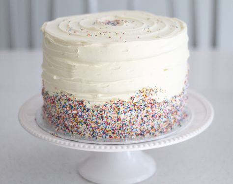 Plain White Cake With Sprinkles, White Cake With Sprinkles, Smarties Cake, Rainbow Song, Cake With Sprinkles, Round Birthday Cakes, White Chocolate Mud Cake, Cake With White Chocolate, White Birthday Cakes