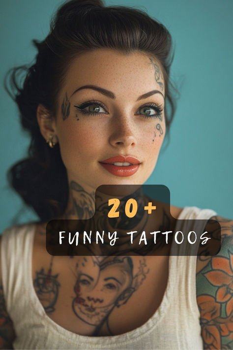 Thinking of getting a tattoo with a sense of humor? Check out these 20 funny tattoo ideas that are creative, bold, and downright hilarious. Perfect for anyone who loves to laugh. Click for all the laughs and inkspiration 😂✨. #HilariousTattoos #InkIdeas #TattooGoals Funny Tattoos Women, Bad Tattoos Women, Funny Finger Tattoos, Uncommon Tattoos For Women, Funny Cute Tattoos, Pin Up Drawings Tattoo, Small Funny Tattoos, Stay Weird Tattoo, Silly Tattoo Ideas