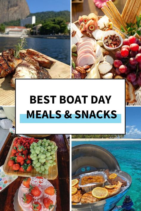 If you’re heading out for a day on the water, bringing enough food and drinks is essential to keep everyone happy, whether boating with young children or seasoned adults. No one wants a hangry crew member onboard the boat. Check out our guide for the best meals & snacks for your next boat day. Lake Party Food, Lake Snacks, Beach Day Food, Beach Picnic Foods, Boat Snacks, Beach Snacks, Lake Party, Camping Snacks, Best Meals