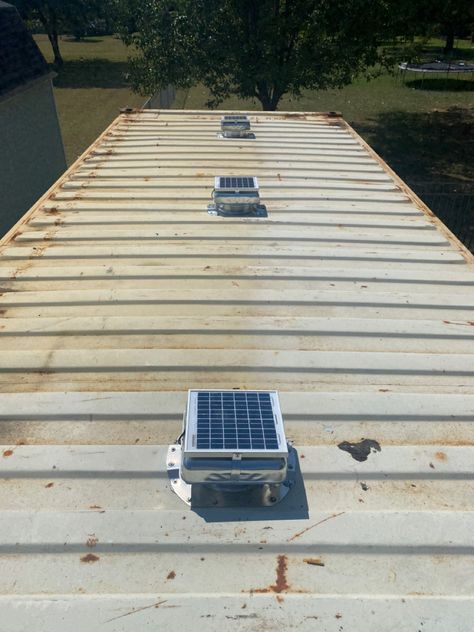 These are SO easy to install. A great option to regulate temp, improve ventilation, & increase the longevity of your container! Tubular Skylights, Solar Tubes, Exhaust Fans, Roof Vents, Solar Roof, Spray Foam, Exhaust Fan, Shipping Container, Hot Air