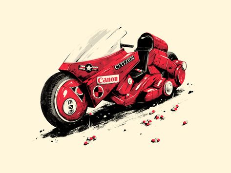 Kenada's Bike by Marie Bergeron on Dribbble Akira Bike Art, Akira Bike Tattoo, Akira Kaneda Bike, Bike Anime, Akira Motorcycle, Anime Bike, Akira Bike, Kaneda Bike, Akira Poster