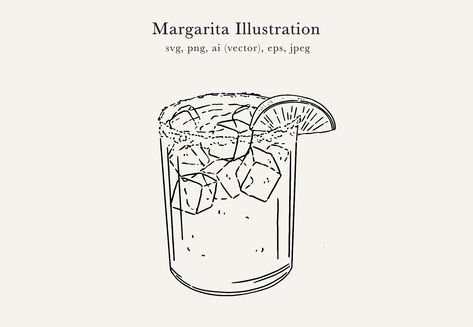 Margarita Drawing Easy, Margarita Clip Art, Margarita Cocktail Tattoo, Margarita Doodle, Margarita Glass Tattoo, Margarita Cartoon, Margarita Drawing, Margarita Illustration, Wedding Bar Signage