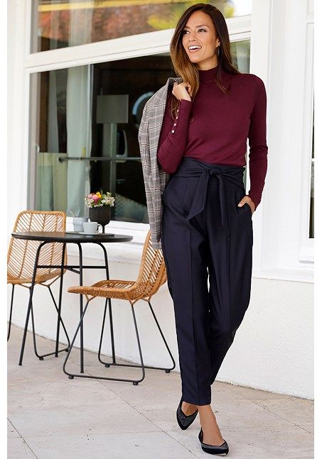 Tie Waist Pants Outfit Work, Black Pants Business Outfit, Black Straight Leg Pants Outfit, High Waisted Pants Black, High Waisted Tie Pants, Tie Waist Pants Outfit, Semi Formal Outfits For Women, Tie Front Pants, Conference Outfit