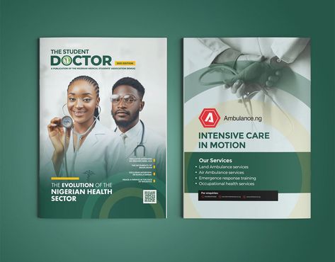 Publication designs, magazines, Editorial designs on Behance Booklets Design Creative, Graphic Design Booklet Layout, Medical Magazine Cover Design, Student Magazine Design, Medical Book Cover Design, Medical Magazine Design, Magazine Cover Design Ideas, Magazine Layout Design Cover, Behance Template