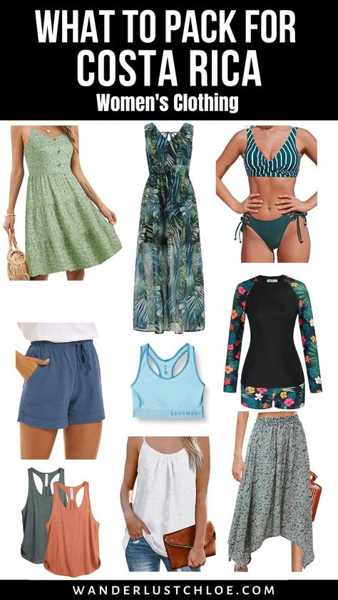 Bali Looks For Women, Outfits To Wear In Bali, Bali Packing List Woman, What To Wear In Bali For Women, Bali Clothes Outfits, Costa Rica Travel Packing, Costa Rica Clothes, Pack For Costa Rica, What To Wear In Bali