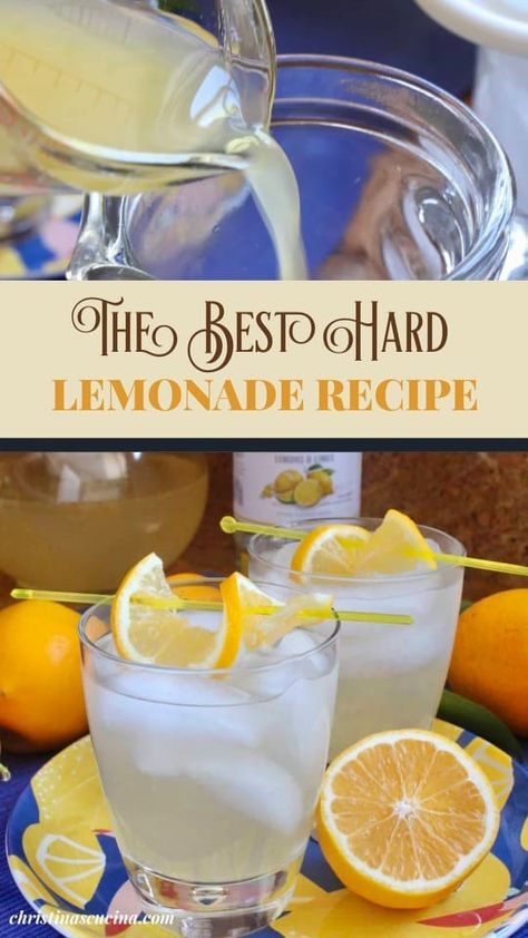 Hard lemonade barely requires a recipe, but I have a tip for you that will have you serving the best hard lemonade you'll ever try! Boozy Lemonade Recipe, Big Batch Vodka Lemonade, Lemonade With Alcohol Recipes, Boozy Lemonade Punch, Spiked Lemonade Recipe For A Crowd, Lemonade Cocktails For A Crowd, Alcohol Lemonade Drinks, Italian Lemonade Recipe, Drinks To Make With Lemonade