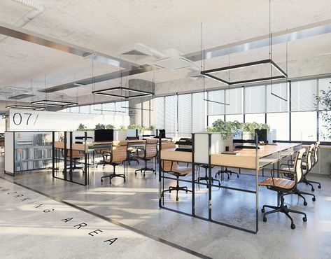 Electric Office Design, Minimalist Office Design Interiors, Japanese Office Design Interiors, Open Workstation Office, Admin Office Design, Open Workspace Office, Minimalist Office Interior Design, Minimalistic Office Design, Japanese Office Design