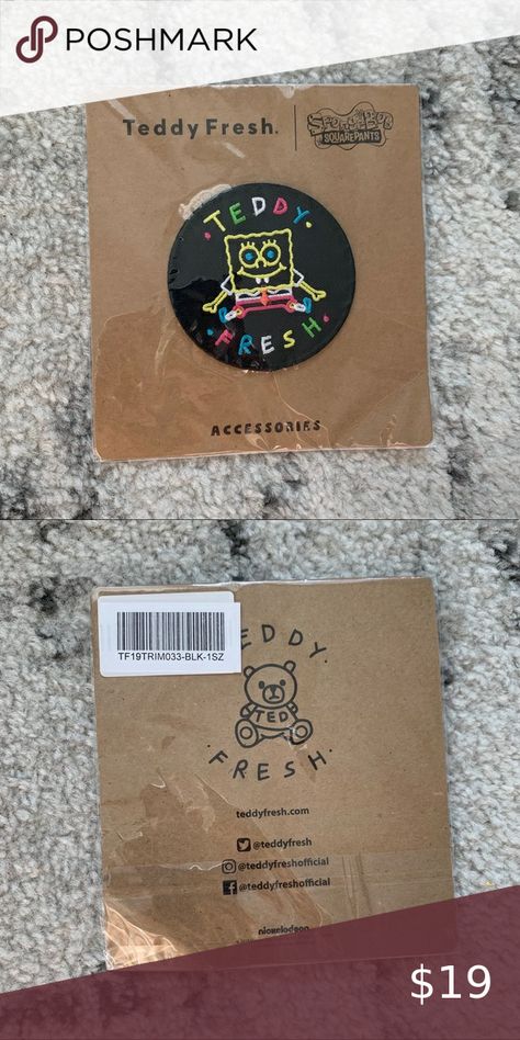 Teddy Fresh, Iron On Embroidered Patches, 90s Cartoon, Black Neon, Iron On Patch, Spongebob Squarepants, Embroidered Patch, Dolls Kill, Iron On Patches