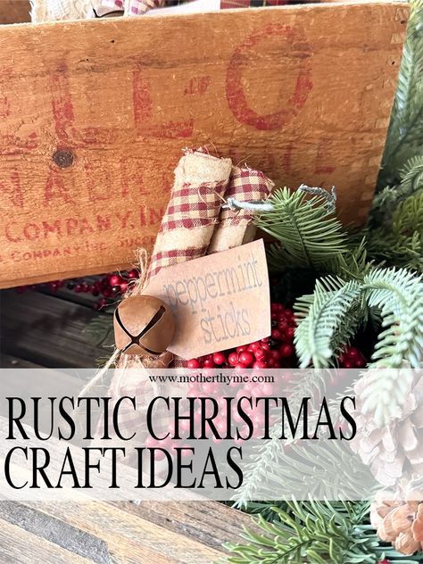 Rustic Christmas Craft Ideas + Free Printable Tags - Mother Thyme Mother Thyme Crafts, Croissant Ice Cream, Christmas Craft Night, Ice Cream Brownie, Sesame Snaps, Ice Cream Donut, Rustic Christmas Crafts, Mother Thyme, Cream Donut