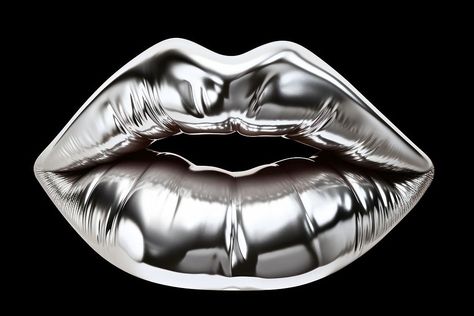 Lips silver shiny monochrome.  | premium image by rawpixel.com / Jennifer Claesson Lip Illustration, Silver Lips, Famous Art Paintings, Chrome Art, Lips Illustration, Animal Background, Background Black, Famous Art, Download Free Images