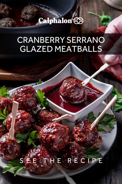 #Calphalon #Cookware #FallRecipe #Meatballs #MeatballsRecipe Cranberry Serrano Meatballs, Cranberry Glazed Meatballs, Cranberry Jalepeno Chicken Meatball, Cranberry Meatballs Appetizers, Meatballs Appetizers For Party, Barbeque Meatballs, Holiday Meatballs, Cranberry Sauce Meatballs, Cranberry Meatballs