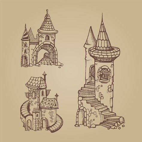 Medieval Castles, Graphic Template, Vector Hand, Interior Design Projects, Premium Vector, Design Projects, Hand Drawn, Castle, Design