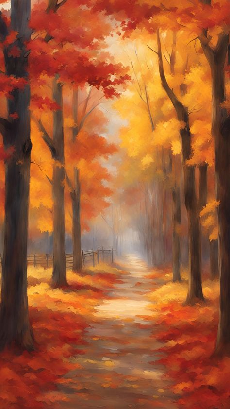 Fall Tree Painting Acrylic Easy, Fall Landscape Drawing, Autumn Scenery Drawing, Painting Ideas Autumn, Autumn Painting Ideas Easy, Autumn Art Painting, Autumn Drawing Ideas, November Painting, Fall Painting Ideas