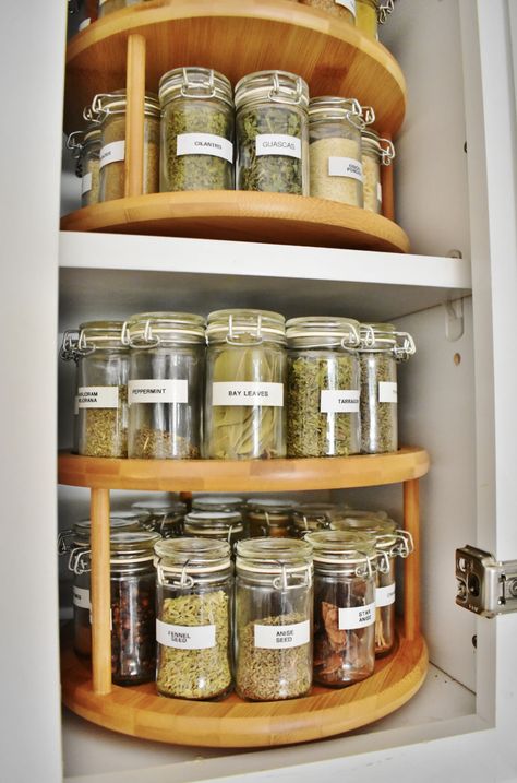 Pantry Organization Ideas Shelves, Organize Kitchen Spices, Spice Cabinets, Spice Cabinet Organization, Spice Rack Organization, Organize Kitchen, Pantry Organisation, Desain Pantry, Kitchen Organization Diy