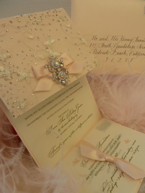 "Sparkle" Wedding Invitation with elegant brooch xo Embellishments Invitations Boxed Invitations, Dream Wedding Ideas, Quince Themes, Quinceanera Pink, Pink Quince, Quince Invitations, Quinceanera Planning, Quince Decorations, Quinceanera Dresses Pink