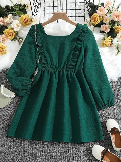 Modest Casual Outfits, Short Frock, Cute Short Dresses, Frock Patterns, Ruffle Trim Dress, Modest Dresses Casual, Designer Dresses Casual, Frocks For Girls, Fancy Dress Design