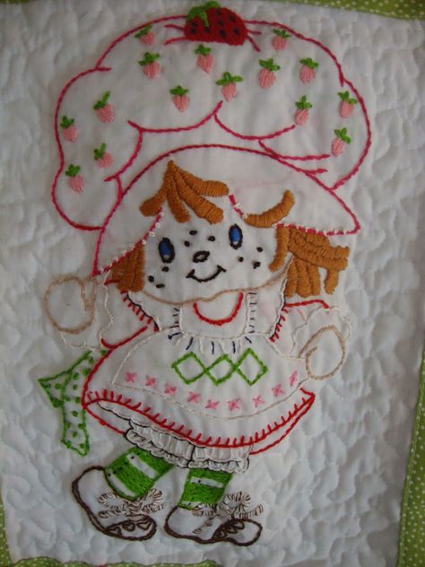 Original Strawberry Shortcake, Strawberry Shortcake Baby, 8 Months Pregnant, Vintage Strawberry Shortcake, Vintage Strawberry, Crazy Quilting, Doll Quilt, Strawberry Print, My Niece