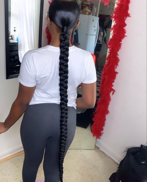 Sleek Low Braided Ponytail Black Women, Long Low Braided Ponytail, Long Single Braid Ponytail, Sleek Low Braided Ponytail, Low Braided Ponytail Hairstyles Black Women, Braided Ponytail Hairstyles Middle Part, Low Braid Ponytail, Low Sleek Braided Ponytail, Braided Low Ponytail For Black Women