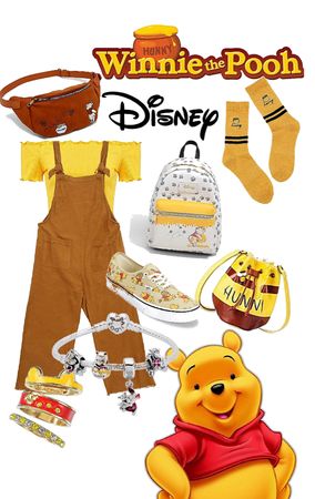 Winnie The Pooh Family Outfits, Pooh Bear Inspired Outfit, Winnie The Pooh Outfit Ideas, Winnie The Pooh Inspired Outfits, Winnie The Pooh Disneybound, Pooh Outfits, Eeyore Costume, Disney Bounding Outfits, Winnie The Pooh Outfit