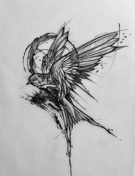 Swallow Bird Tattoos, Sketch Style Tattoos, Sparrow Tattoo, Kunst Tattoos, Graffiti Tattoo, Swallow Tattoo, Geniale Tattoos, Tatuaje A Color, Hand Tattoos For Guys