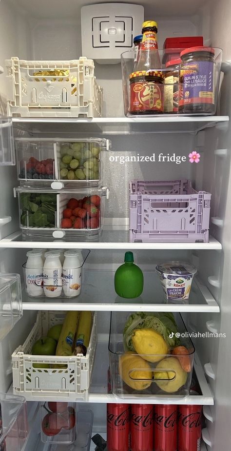 Organised Fridge, Small Appartement, Fridge Organisation, Tidy House, Apartment Needs, House Organisation, Small Fridges, Dream Apartment Decor, Kitchen Organisation