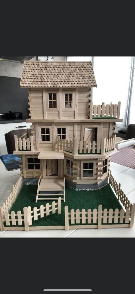 Mini House Made Of Popsicle Sticks, Wooden Stick House Craft, Popsicle Sticks Architecture, Popsicle Stick Architecture Model, Popsicles Stick House, Popsicle Stick Village, Diy Popsicle Stick House, Popsicle House Design, Popsicle Stick House Instructions