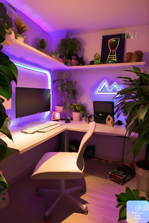 ⭐⭐⭐⭐ Reviewed and better on all items! | | Upgrade your home office with this chic RGB LED desk setup! Perfect for adding a modern touch to your workspace, the vibrant lighting, sleek design, and ergonomic features make this setup a must-have. Shop now through my affiliate links and transform your workspace into an inspiring and stylish environment! Rgb Desk Setup, Led Desk Setup, Led Lights Office, Led Lights Desk, Desk Led Lights, Small Bedroom Desk, Office Vibes, Modern Home Offices, Bedroom Desk