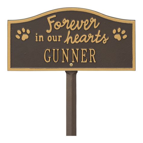 Personalized "Forever in Our Hearts" Pet Memorial Yard Plaque | Signals | TA5112 Dog Shadow Box, Memorial Markers, Pet Grave Markers, Forever In Our Hearts, Personalized Pet Memorial, Memorial Signs, Lawn Sign, Grave Marker, Yard Sign