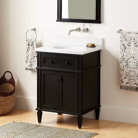 24" Elmdale Vanity with Undermount Sink - Charcoal Black, Elmdale Vanity, 24 Inch Bathroom Vanity, Polished Nickel Faucet, Clawfoot Tub Shower, Granite Composite Sinks, Wall Mount Sinks, Bathroom Transformation, Console Sinks, Black Kitchen Faucets