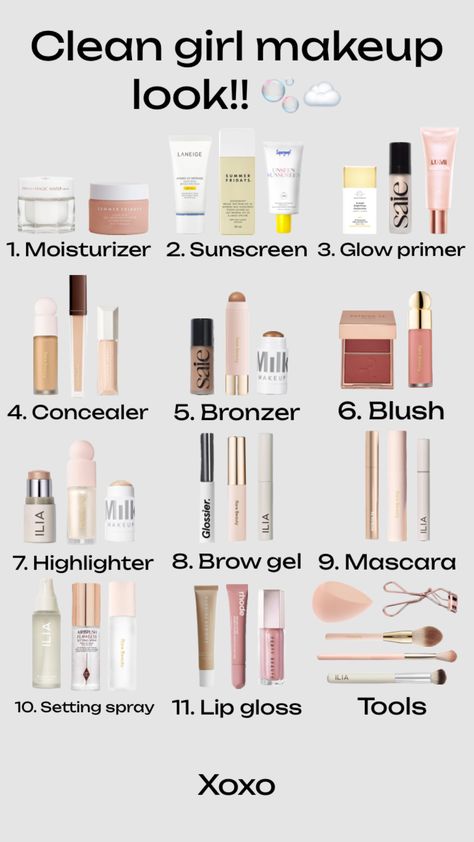 #cleangirl #cleangirlmakeup #makeup #makeuplook #cleangirlaesthetic Makeup Routine Guide, Quick Makeup Routine, Clean Girl Makeup, Simple Makeup Tips, Makeup For Black Skin, Makeup Help, Makeup Needs, Makeup Eye Looks, Makeup Looks Tutorial