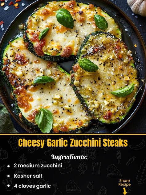 Emilia Recipe  - Cheesy Garlic Zucchini Steaks 🤤... Cheesy Garlic Zucchini Steaks, Zucchini Steaks, Zucchini Meals, Steak Ideas, Stuffed Recipes, Rotation Diet, Garlic Zucchini, Nigella Lawson Recipes, February Quotes