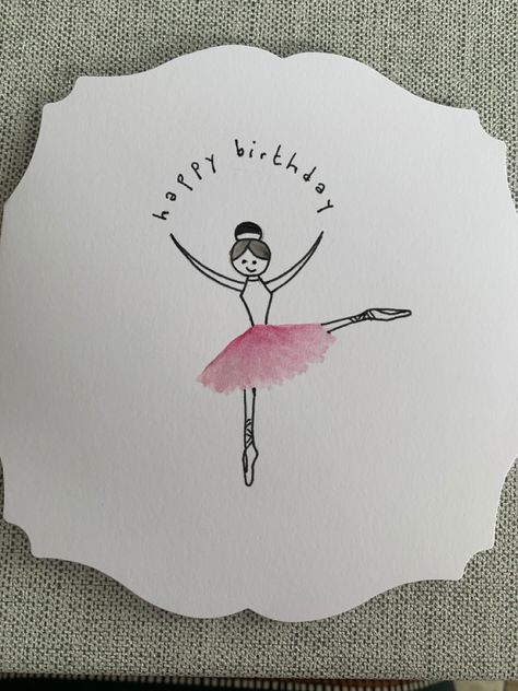 Ballerina Birthday Card Diy, Ballerina Card, Ballerina Cards Ideas, Ballet Watercolor Painting, Ballerina Birthday Cards Handmade, Ballerina Birthday Card, Watercolor Ballerina Simple, Doodle People, Whimsical Art Paintings