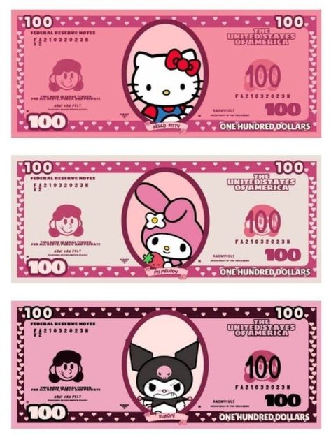 Sanrio Diy Stickers, Sanrio Money, Sanrio Cards, Hello Kitty Money, Rubber Band Crafts, Diy Hello Kitty, Hello Kitty Printables, Walpaper Hello Kitty, Amazing Spiderman Movie