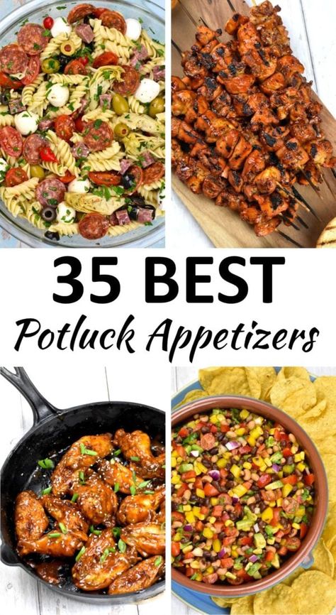 Potluck Ideas Appetizers, Office Potluck Ideas, Easy Potluck Appetizers, Greek Eggplant Dip, Potluck Appetizers, Office Potluck, Greek Chicken Souvlaki, Antipasto Pasta Salads, Easy Potluck