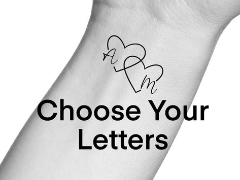 Custom Heart Initials Temporary Tattoo / Custom Heart Letters Tattoo - Etsy Wrist Tats, Heart Letters, Letters Tattoo, Heart Tattoo Wrist, Initial Tattoo, Tattoo Lettering, Heart Tattoo, Temporary Tattoo, Tatting